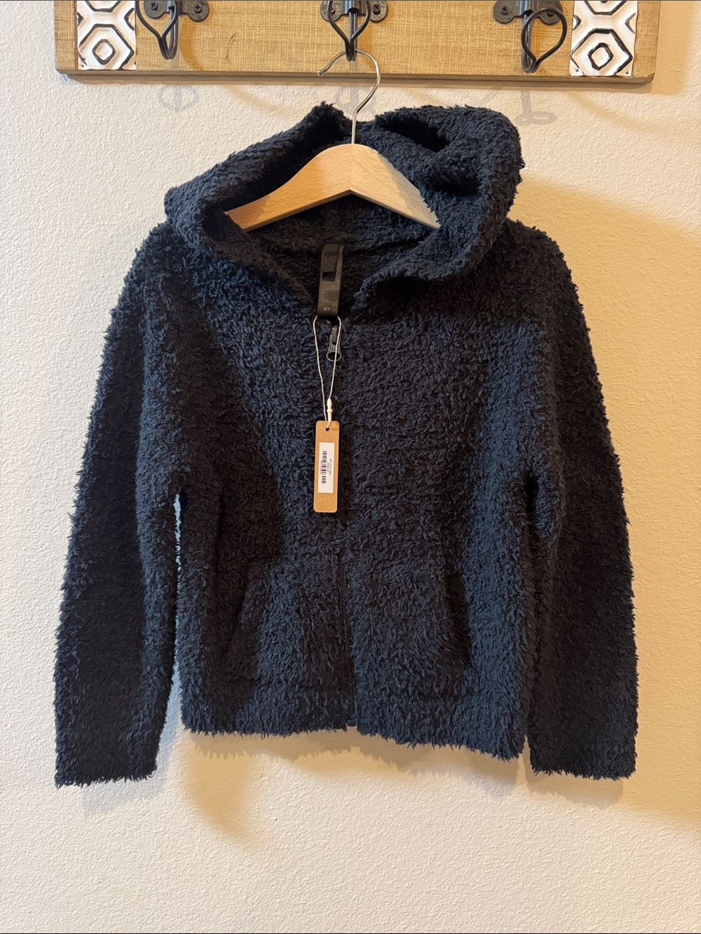 NWT 6/7 Skims Kids Cozy Knit Black Full Zip Jacket!